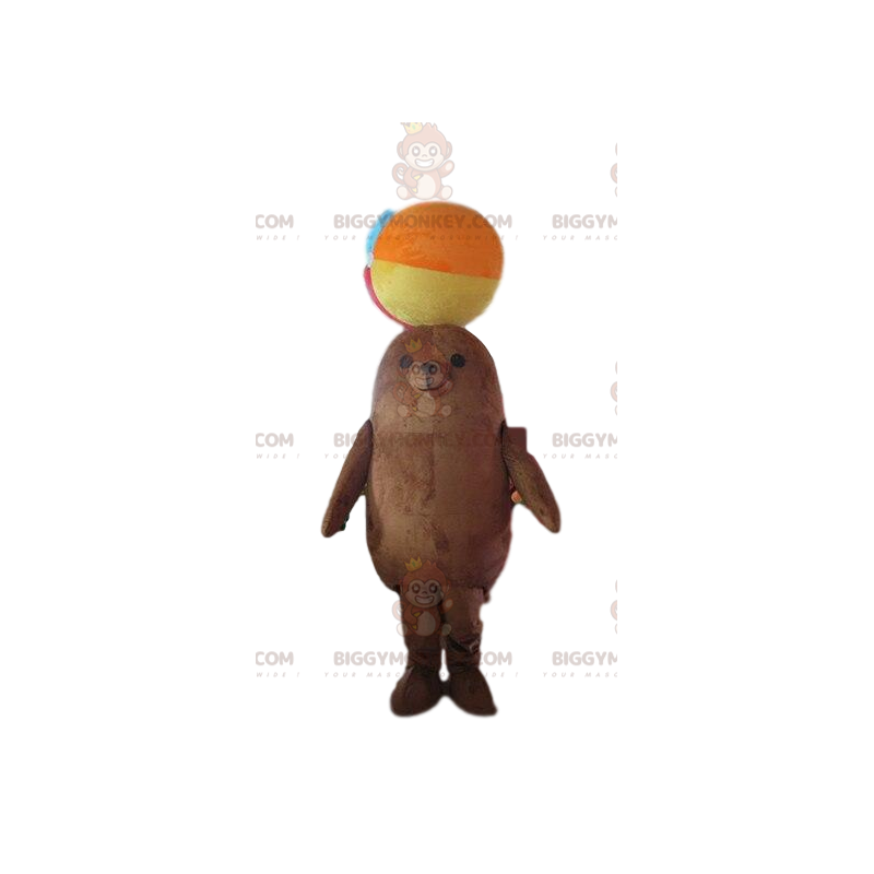 BIGGYMONKEY™ costume da mascotte di leone marino marrone