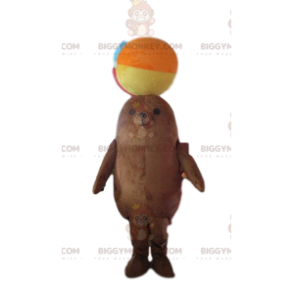 BIGGYMONKEY™ costume da mascotte di leone marino marrone
