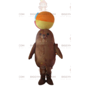 BIGGYMONKEY™ mascot costume of brown sea lion, sea lion