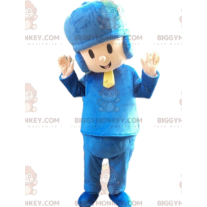 Disfraz de mascota BIGGYMONKEY™ para niño vestido de azul con