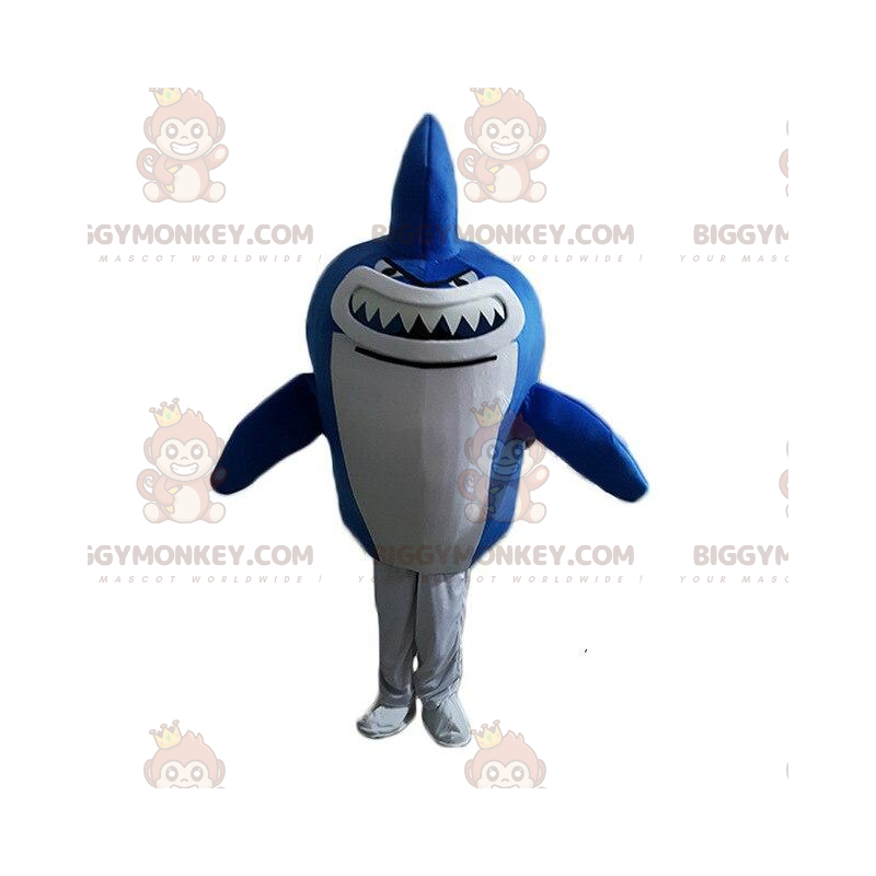 BIGGYMONKEY™ costume da mascotte squalo gigante blu e bianco