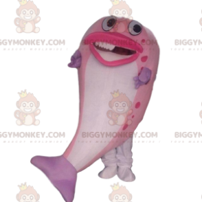 BIGGYMONKEY™ maskotkostume pink og hvid fisk, kæmpe