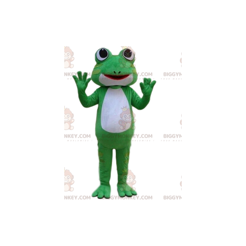 Disfraz de mascota BIGGYMONKEY™ rana verde y blanca, disfraz de
