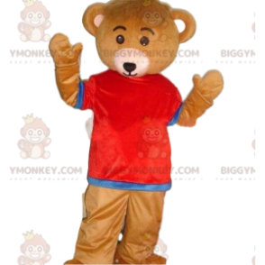 Στολή μασκότ BIGGYMONKEY™ με ντυμένη αρκούδα, πολύχρωμη στολή