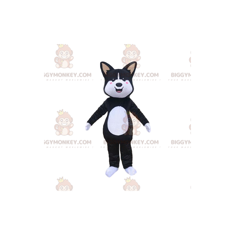 Costume de mascotte BIGGYMONKEY™ de chien noir et blanc