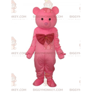 Pink bjørn BIGGYMONKEY™ maskot kostume, pink bamse kostume -