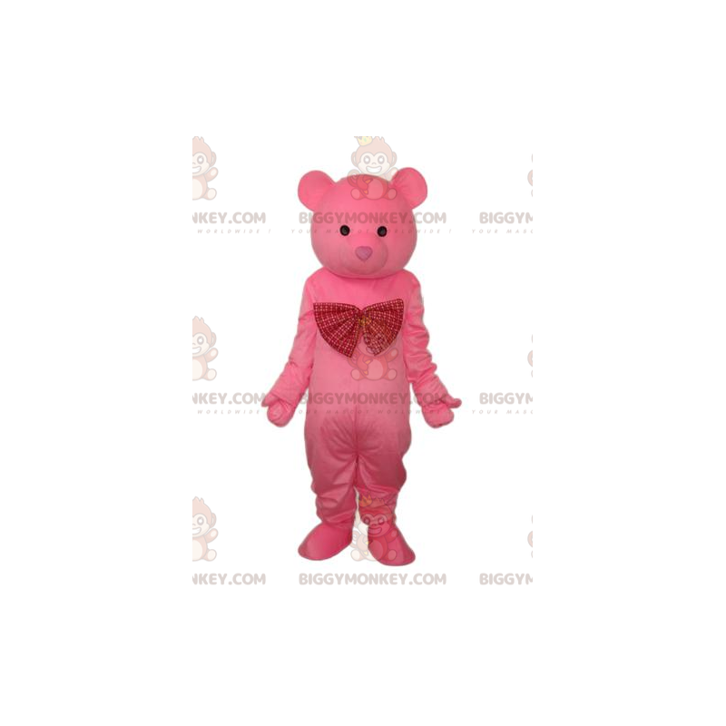 Pink bear BIGGYMONKEY™ mascot costume, pink teddy bear costume