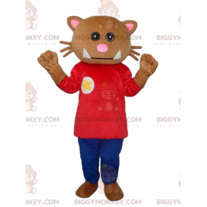 Cat BIGGYMONKEY™ mascot costume, dress up brown cat costume -