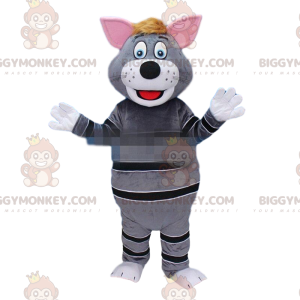 BIGGYMONKEY™ Maskottchen-Kostüm graue Katze, graues und
