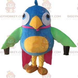 Grote kleurrijke vogel BIGGYMONKEY™ mascottekostuum
