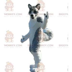 BIGGYMONKEY™ maskot kostume af husky hund, grå hund kostume