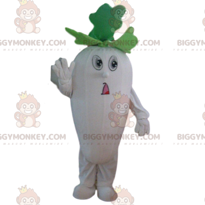 Costume de mascotte BIGGYMONKEY™ de navet blanc et vert