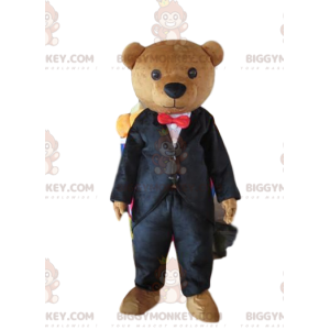 BIGGYMONKEY™ Maskotdräkt Teddy, snygg björn, affärsman -