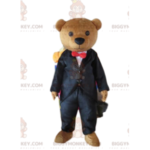 BIGGYMONKEY™ Mascottekostuum Teddy, stijlvolle beer, zakenman -