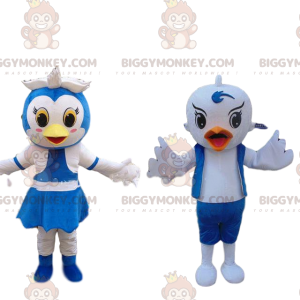 Duo de mascottes BIGGYMONKEY™ d'oiseaux, couple d'oiseaux