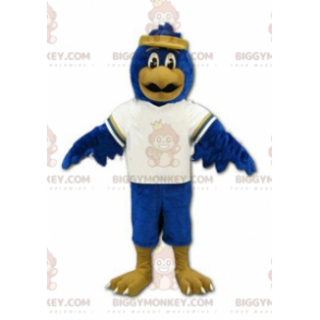 Sportieve adelaar BIGGYMONKEY™ mascottekostuum, blauwe