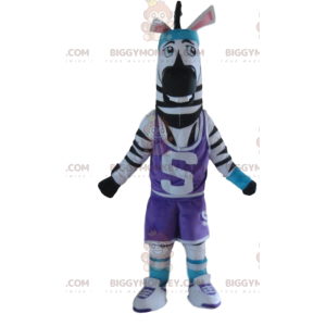 BIGGYMONKEY™ mascot costume of zebra in sportswear, sports