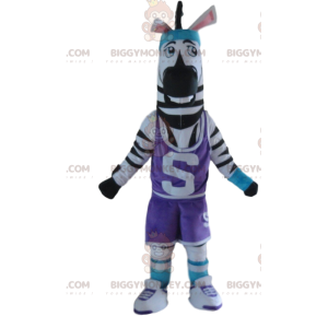 Costume de mascotte BIGGYMONKEY™ de zèbre en tenue de sport