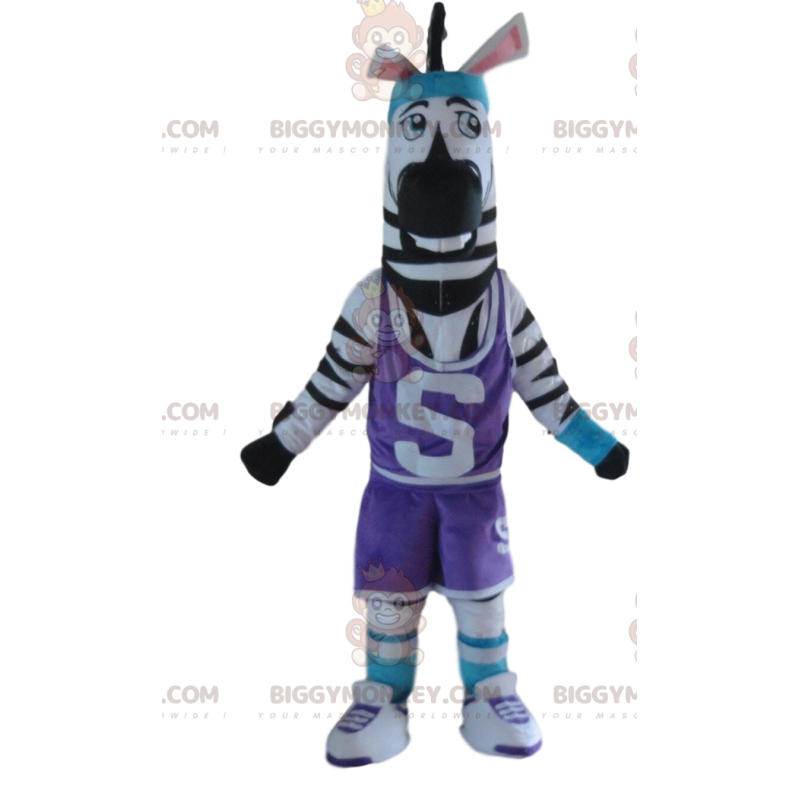 Disfraz de mascota BIGGYMONKEY™ de cebra en ropa deportiva