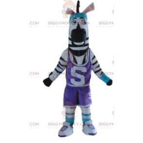 BIGGYMONKEY™ mascot costume of zebra in sportswear, sports