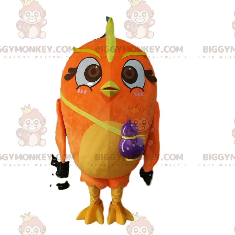 Big Orange Bird BIGGYMONKEY™ maskotdräkt, färgglad fågeldräkt -