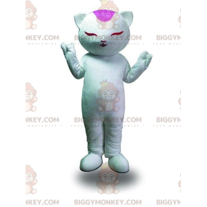 Costume de mascotte BIGGYMONKEY™ de chat blanc, costume de