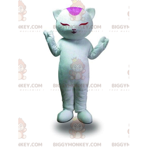 Valkoinen kissan BIGGYMONKEY™ maskottiasu, meditaatioasu