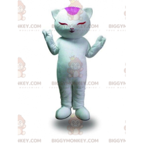 White cat BIGGYMONKEY™ mascot costume, meditation costume, zen