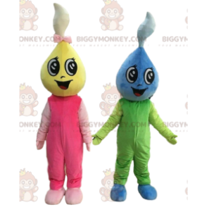 2 mascote BIGGYMONKEY™ de gotas de água coloridas, fantasias