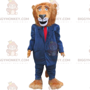 Disfraz de mascota Lion BIGGYMONKEY™ vestido con traje azul