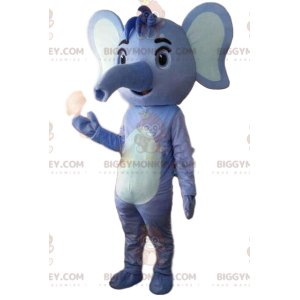 Costume de mascotte BIGGYMONKEY™ d'éléphant bleu et blanc