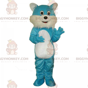 Traje de mascote de gato azul e branco BIGGYMONKEY™, fantasia