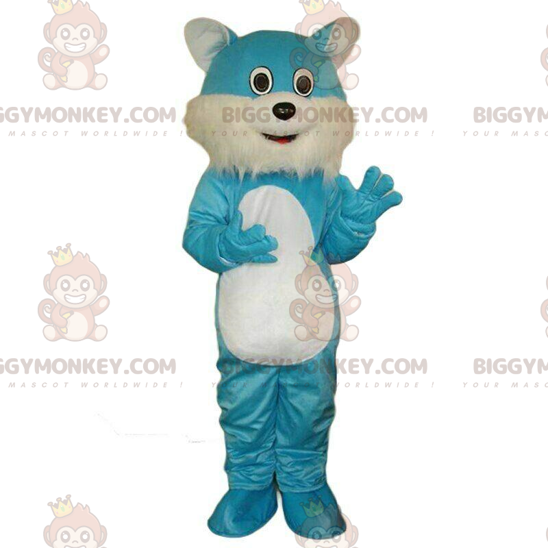 Kostým maskota modrobílé kočky BIGGYMONKEY™, kreslený kostým