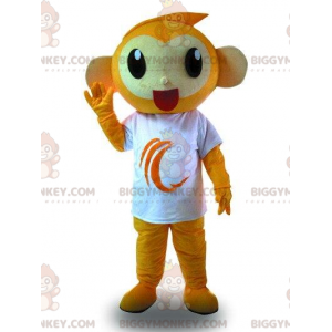 Mono naranja BIGGYMONKEY™ Traje de mascota con camiseta blanca