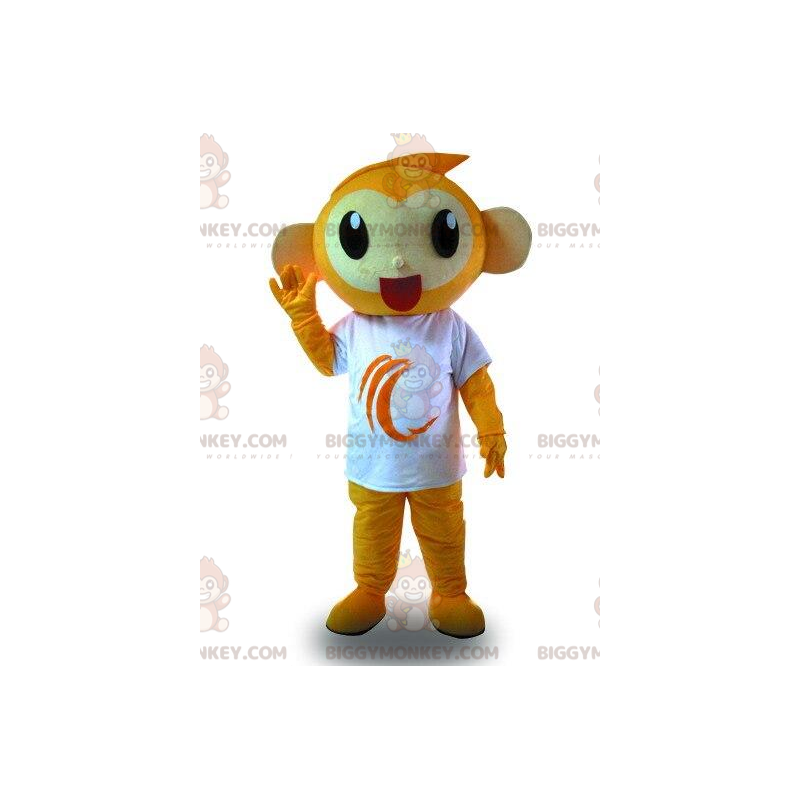 Orange Monkey BIGGYMONKEY™ Mascot Costume With White T-Shirt