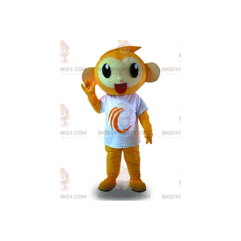 Orange Monkey BIGGYMONKEY™ maskotkostume med hvid T-shirt