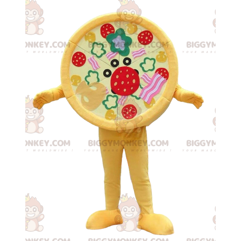 Kostým maskota Pizza BIGGYMONKEY™, kostým pizzy, maškarní šaty