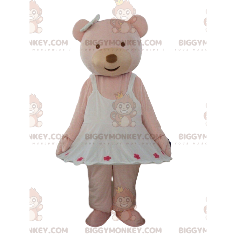Pink teddy bear BIGGYMONKEY™ mascot costume, pink teddy bear
