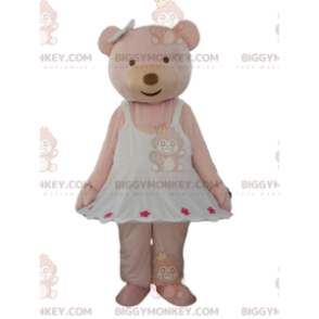 Pink teddy bear BIGGYMONKEY™ mascot costume, pink teddy bear
