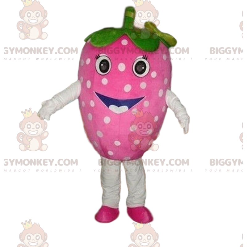 Costume de mascotte BIGGYMONKEY™ de fraise rose, costume de