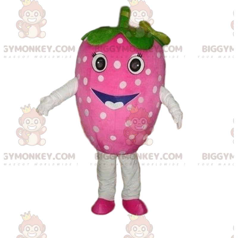 Rosa Erdbeere BIGGYMONKEY™ Maskottchenkostüm, Erdbeerkostüm