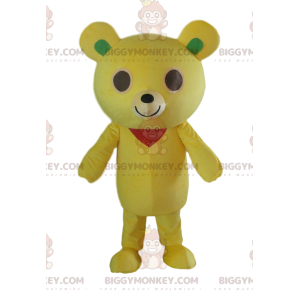 Gul bamse BIGGYMONKEY™ maskotkostume, plys gul bjørnekostume -