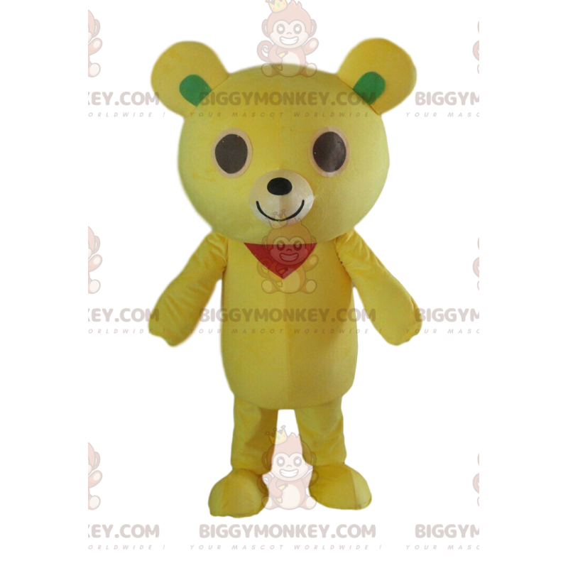 Κίτρινη στολή μασκότ BIGGYMONKEY™ αρκουδάκι, βελούδινη στολή