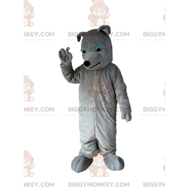 Costume de mascotte BIGGYMONKEY™ de chien gris, costume de