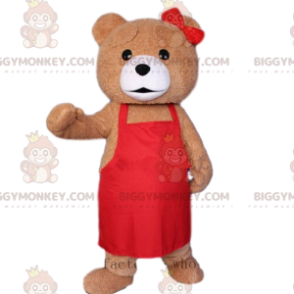 Brown bear BIGGYMONKEY™ mascot costume with apron, cook costume