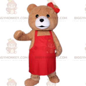 Brun björn BIGGYMONKEY™ maskotdräkt med förkläde, kockdräkt -