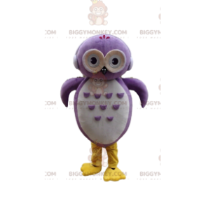 Paars-witte uil BIGGYMONKEY™ mascottekostuum met koptelefoon -