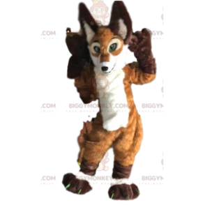 Costume de mascotte BIGGYMONKEY™ de renard marron et blanc