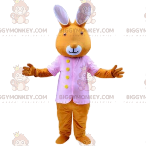 Coelhinho laranja BIGGYMONKEY™ traje de mascote com jaqueta