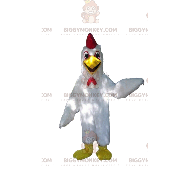 Costume de mascotte BIGGYMONKEY™ de poule blanche, costume de